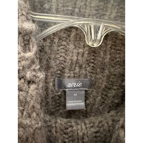 Aerie Womens Gray Knit Mock Turtleneck Sweater Medium Nylon Acrylic Wool blend - Picture 7 of 9